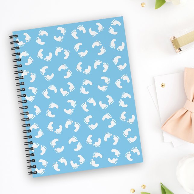 Baby Footprints, Babies Foot, Footsteps, Blue, Boy Notebook (Creator Uploaded)
