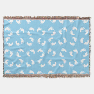 Baby Footprints, Babies Foot, Footsteps, Blue, Boy Throw Blanket