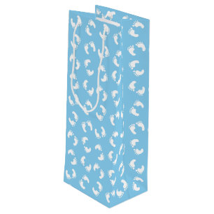 Baby Footprints, Babies Foot, Footsteps, Blue, Boy Wine Gift Bag