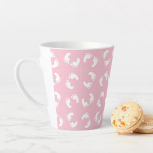Baby Footprints, Babies Foot, Footsteps, Pink Girl Latte Mug