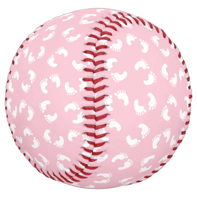 Baby Footprints, Babies Foot, Footsteps, Pink Girl Softball (Angled)