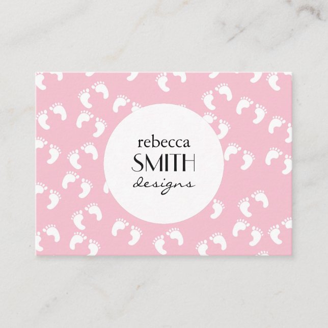 Baby Footprints, Baby Foot, Pink, Maternity Shop Business Card (Front)