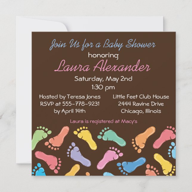 Baby Footprints- Baby Shower Invitation (Front)