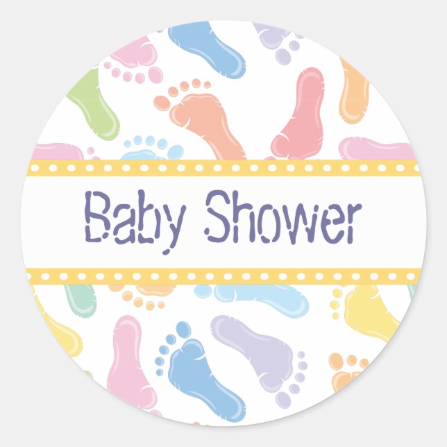 Baby Footprints- Baby Shower Sticker (Front)