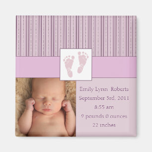 Baby Footprints Birth - Pink Magnet