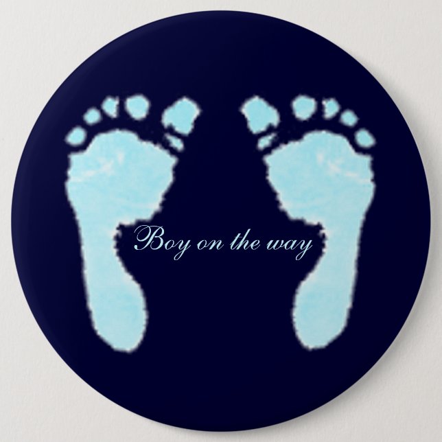 Baby Footprints (Boy) 6 Cm Round Badge (Front)