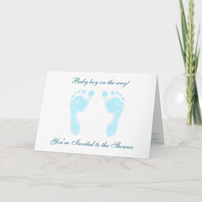 Baby Footprints (Boy) Invitation (Front)
