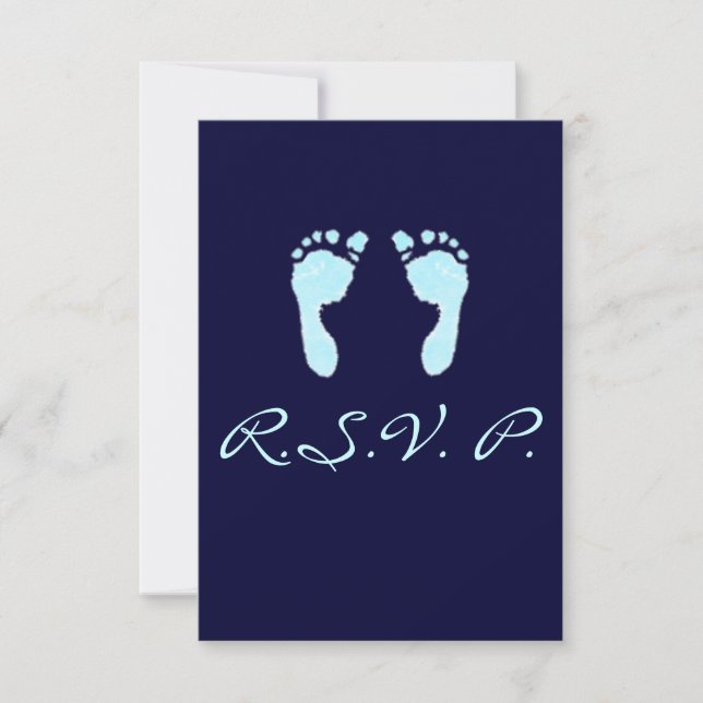 Baby Footprints (Boy) RSVP Card (Front)