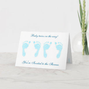 Baby Footprints (Boy Twins) Invitation
