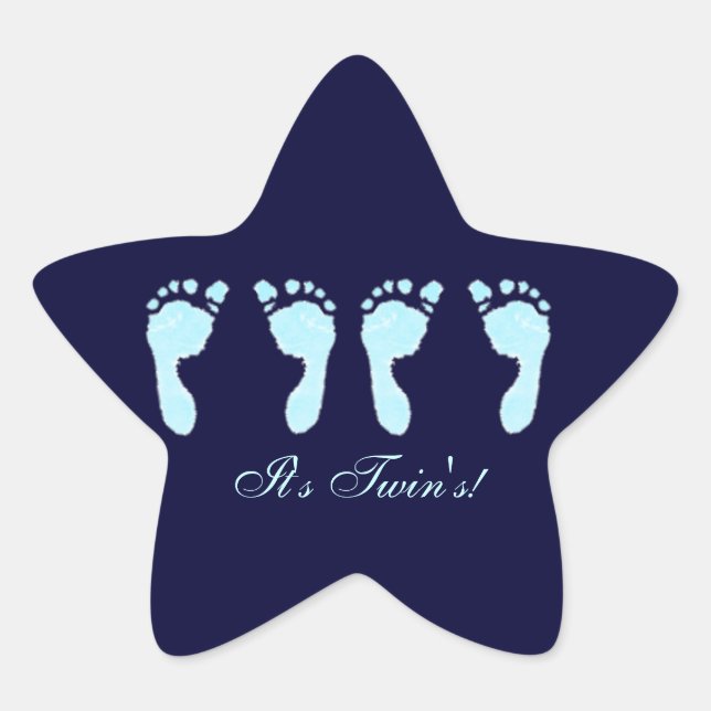 Baby Footprints (Boy Twins) Star Sticker (Front)