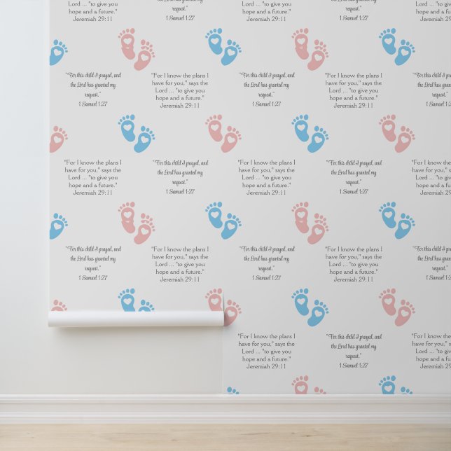 BABY FOOTPRINTS Christian Bible Verse Nursery Wallpaper (Application)