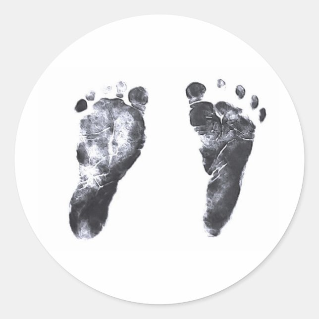 Baby Footprints Classic Round Sticker (Front)