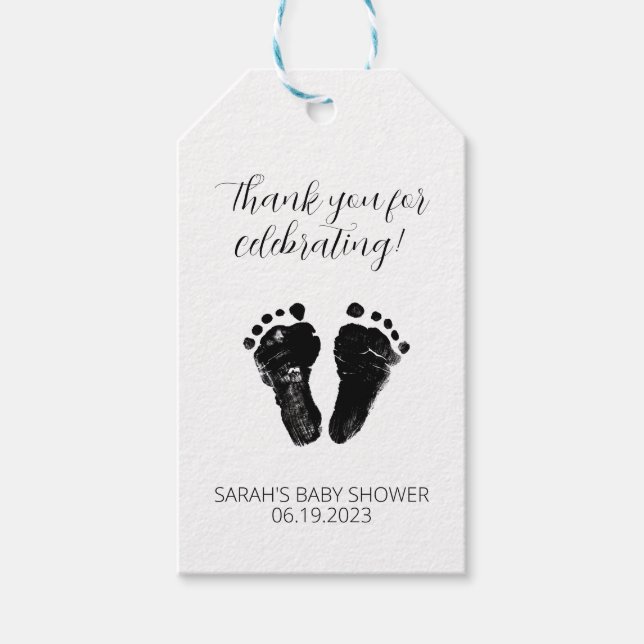 Baby Footprints Gift and Favour Tags (Front)