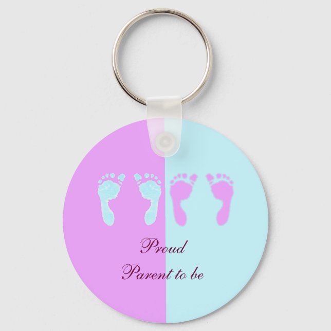 Baby Footprints (Girl/Boy Twins) Key Ring (Front)