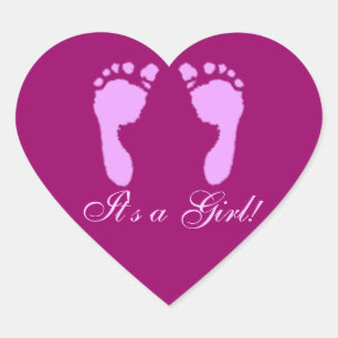 Baby Footprints (Girl) Heart Sticker