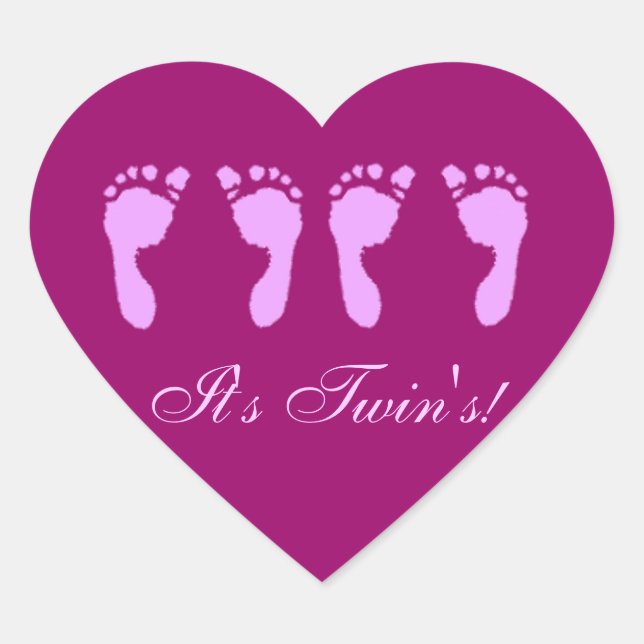 Baby Footprints (Girl Twins) Heart Sticker (Front)