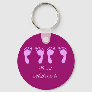 Baby Footprints (Girl Twins) Key Ring
