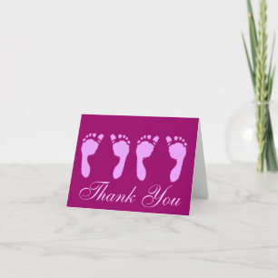 Baby Footprints (Girl Twins) Thank You Card