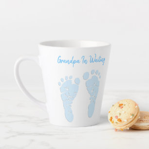 Baby Footprints Grandfather To Be Boy Announcement Latte Mug