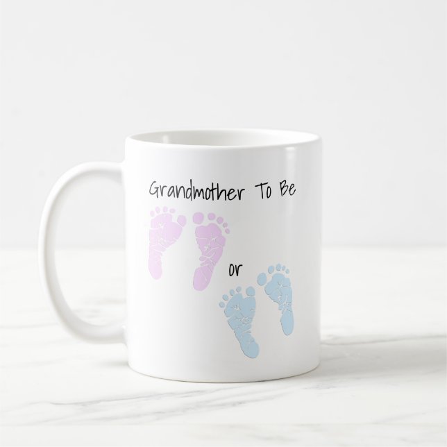 Baby Footprints Grandmother To Be Announcement Coffee Mug (Left)