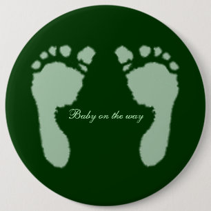 Baby Footprints (Green) 6 Cm Round Badge