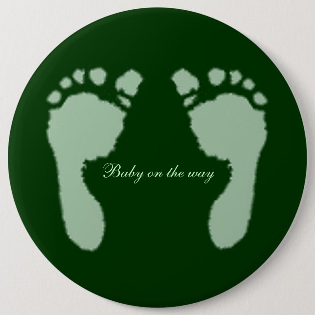 Baby Footprints (Green) 6 Cm Round Badge (Front)