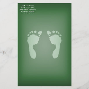 Baby Footprints (Green) Stationery