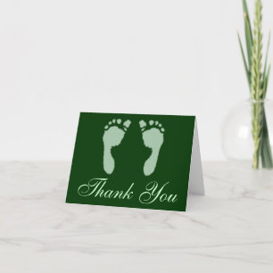 Baby Footprints (Green) Thank You Card