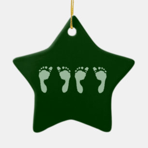 Baby Footprints (Green Twins) Ceramic Tree Decoration