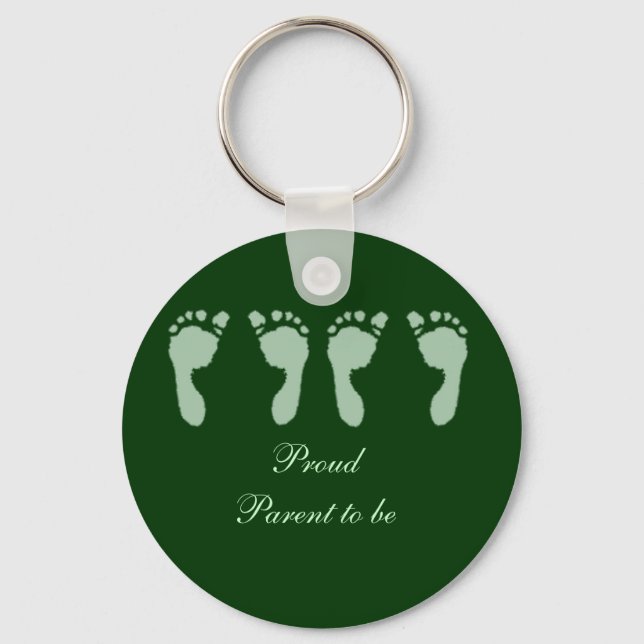 Baby Footprints (Green Twins) Key Ring (Front)