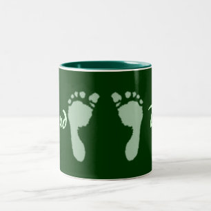 Baby Footprints (Green) Two-Tone Coffee Mug
