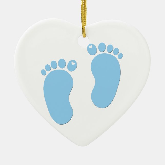 Baby footprints. It's a Boy Ceramic Tree Decoration (Front)