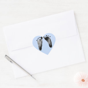 Baby Footprints On Blue Heart Sticker