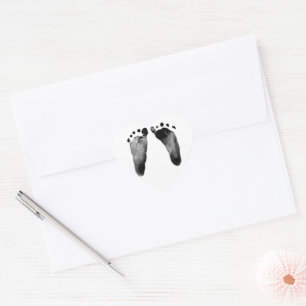 Baby Footprints On White Heart Sticker