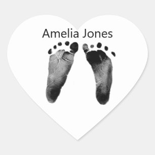Baby Footprints On White Heart Sticker