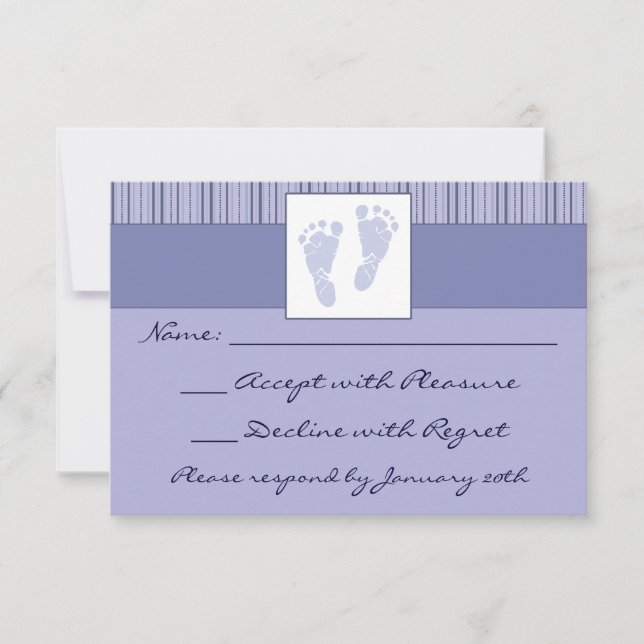 Baby Footprints RSVP - Blue Card (Front)
