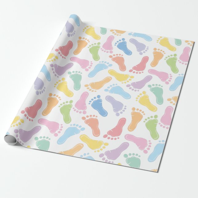 Baby Footprints Wrapping Paper (Unrolled)