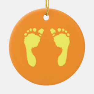 Baby Footprints (Yellow) Ceramic Tree Decoration