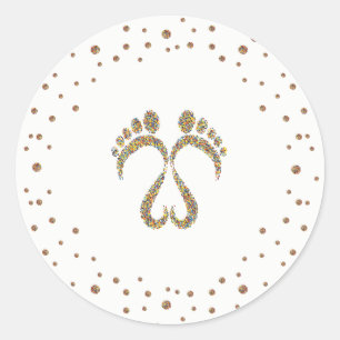 Baby footsteps classic round sticker