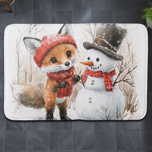 Baby Fox and Snowman Bath Mat