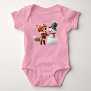 Baby Fox and Snowman Bodysuit