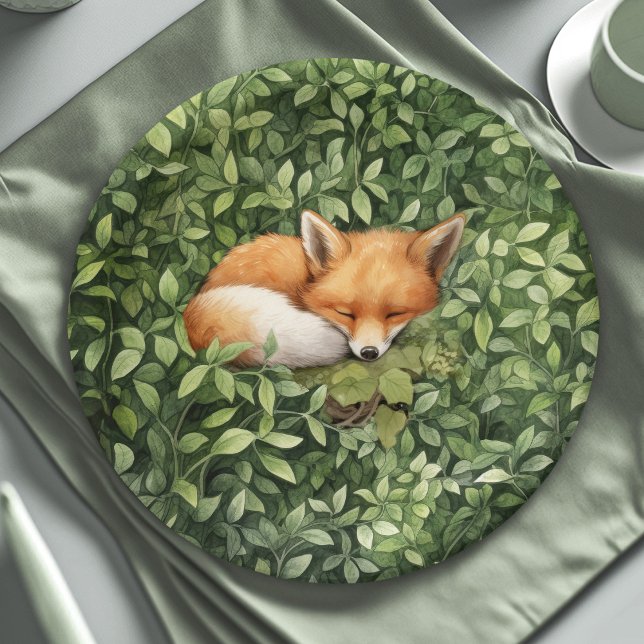 Baby Fox Baby Shower Whimsical Watercolor Paper Plate (Creator Uploaded)