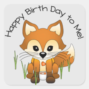 Baby Fox Birth Day Announcement Sticker