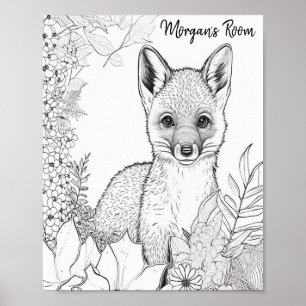 Baby Fox Colouring Page, Colouring Project for Kid Poster