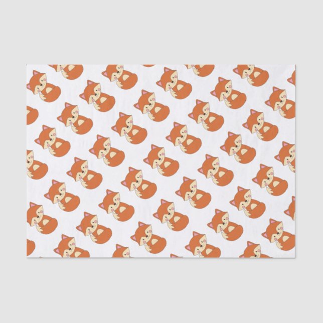 Baby Fox Drawing Cute Fox Art Baby Fox Design Tissue Paper (Front)