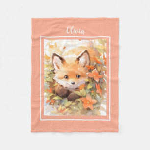 Baby Fox Fleece Blanket With Name