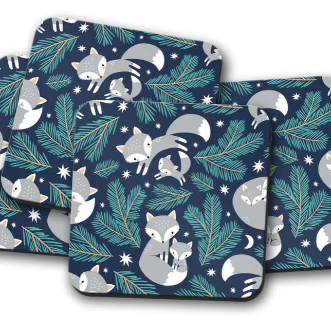 Baby Fox Grey Christmas | Christmas Coaster Set (Creator Uploaded)