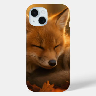 Baby Fox in Autumn Leaves iPhone 15 Case