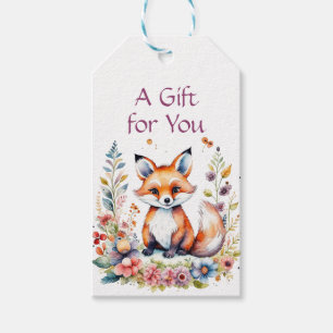 Baby Fox in Flowers Birthday Party Gift Tags