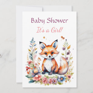 Baby Fox in Flowers Girl's Baby Shower Invitation